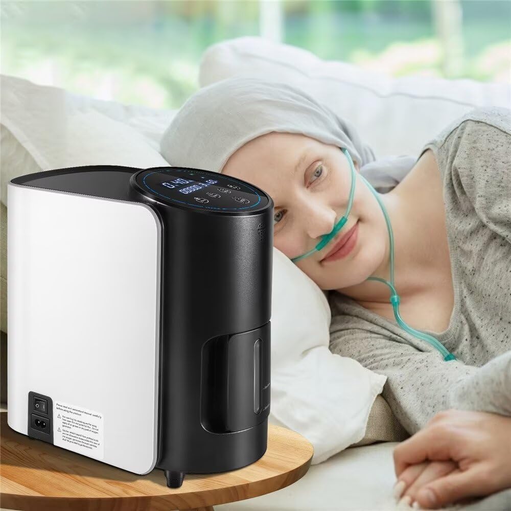 1-7L Portable Oxygen Concentrator for Home Use - Timer Function & Complete Accessories Set - Ideal for Travel, Sleep Apnea & Respiratory Therapy
