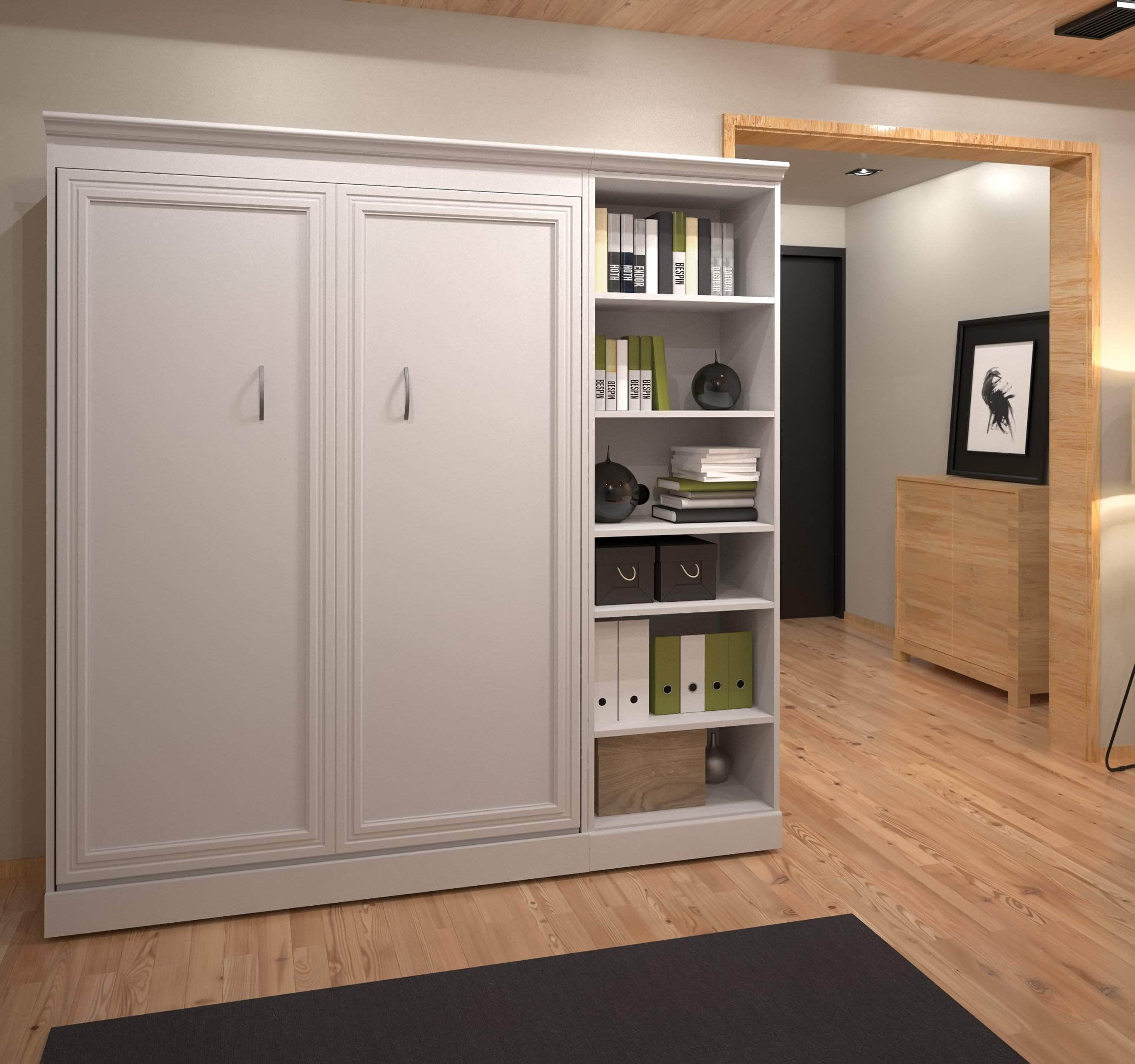 Space-Saving Full Murphy Wall Bed with Built-In Storage Unit - 3 Color Options for Bedroom, Guest Room, or Studio Apartment