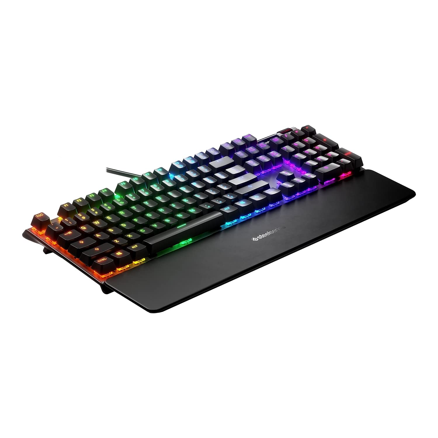 SteelSeries Apex 5 Hybrid Mechanical Gaming Keyboard - RGB Backlit, Aircraft-Grade Aluminum Frame, OLED Display (Blue Switch) - Perfect for PC Gaming, Esports & Office Work