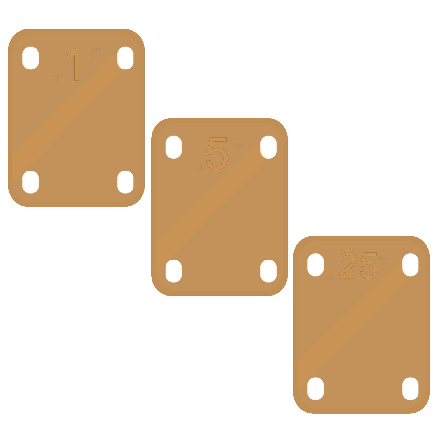 3-Pack Guitar Neck Shims for Bass & Electric Guitar - 0.25°, 0.5°, 1° Tapered Plastic Neck Plates for Protection & Repair (Khaki) | Perfect for Guitar Maintenance, Setup Adjustments & Neck Angle Correction