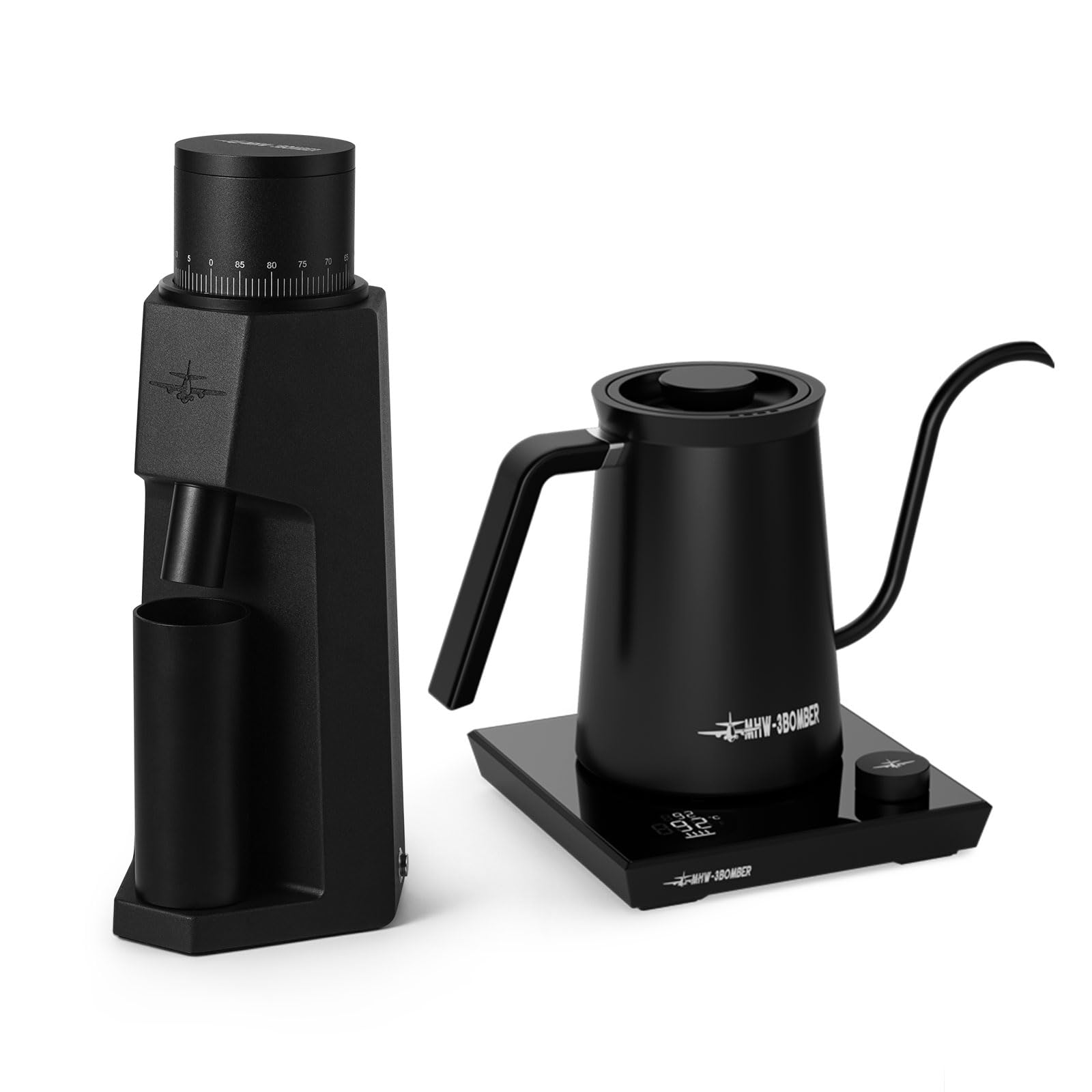 Premium Electric Conical Burr Coffee Grinder & Gooseneck Kettle Set - Fast & Quiet Coffee Bean Grinder with Precise Pour-Over Kettle for Home Baristas & Coffee Enthusiasts - Perfect for French Press, Cold Brew & Espresso Making