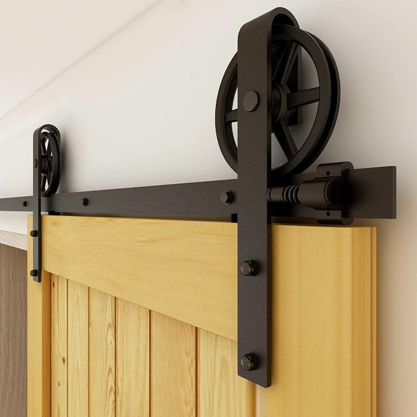 Heavy Duty Sliding Barn Door Hardware Kit 13.6FT - Smooth Silent Rollers for Easy Installation - Fits 81.6