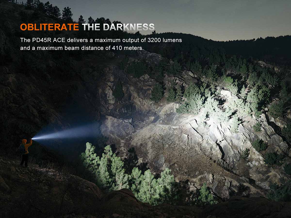 Fenix PD45R ACE Rechargeable Flashlight - 2000 Lumens, Waterproof, Tactical LED Torch for Camping, Hiking, Emergency & Outdoor Adventures