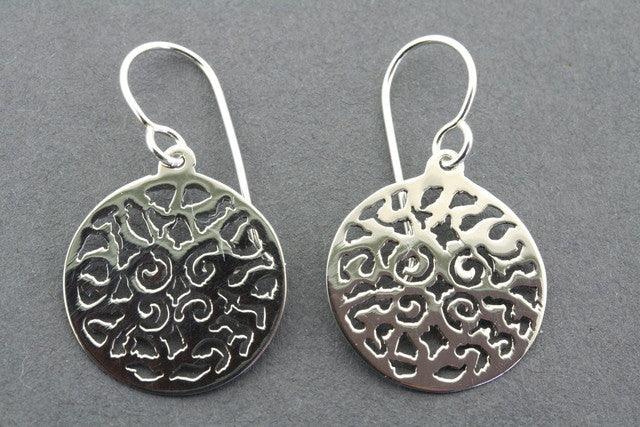 Intricate Cutout Disc Earrings - Sterling Silver Dangle Earrings for Women - Perfect for Parties, Weddings & Everyday Wear