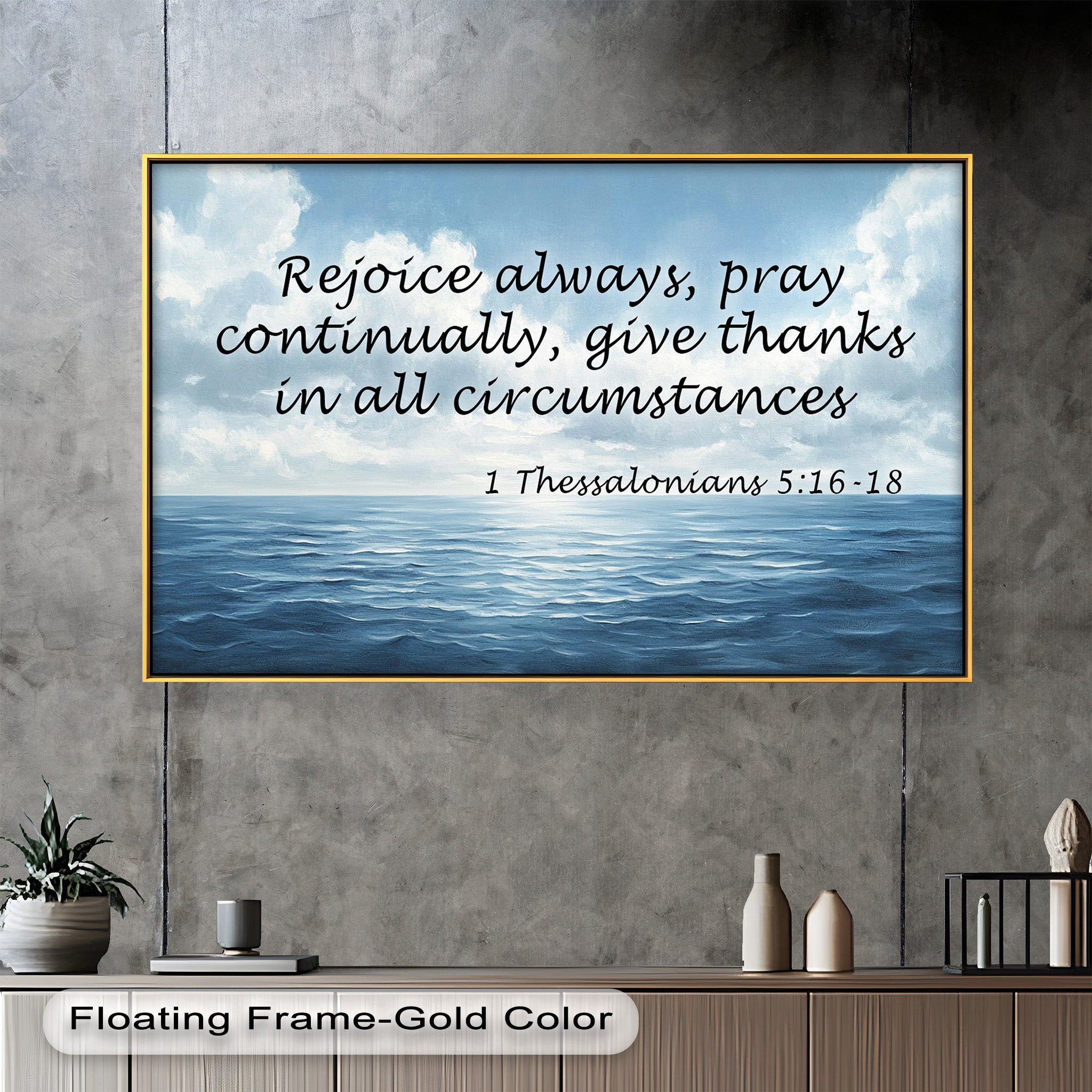 1 Thessalonians 5:16-18 Bible Verse Oil Painting - Rejoice Pray Give Thanks Scripture Wall Art for Christian Home Decor & Church