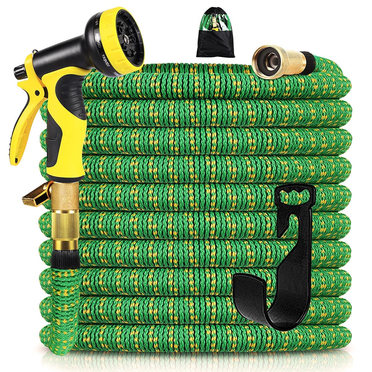 Knoikos 100ft Expandable Garden Hose with 10 Function Nozzle - Lightweight, Flexible & Leakproof Water Hose for Easy Storage | Perfect for Lawn Care, Car Washing, Pet Bathing & Outdoor Cleaning