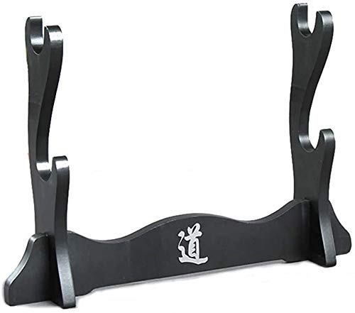 Premium Wooden Sword Stand for Katana & Wakizashi - 2 Tier Japanese Samurai Sword Display Holder - Martial Arts Weapon Rack for Home Decor, Dojo Display & Taoism Altar - Perfect for Collectors & Martial Artists
