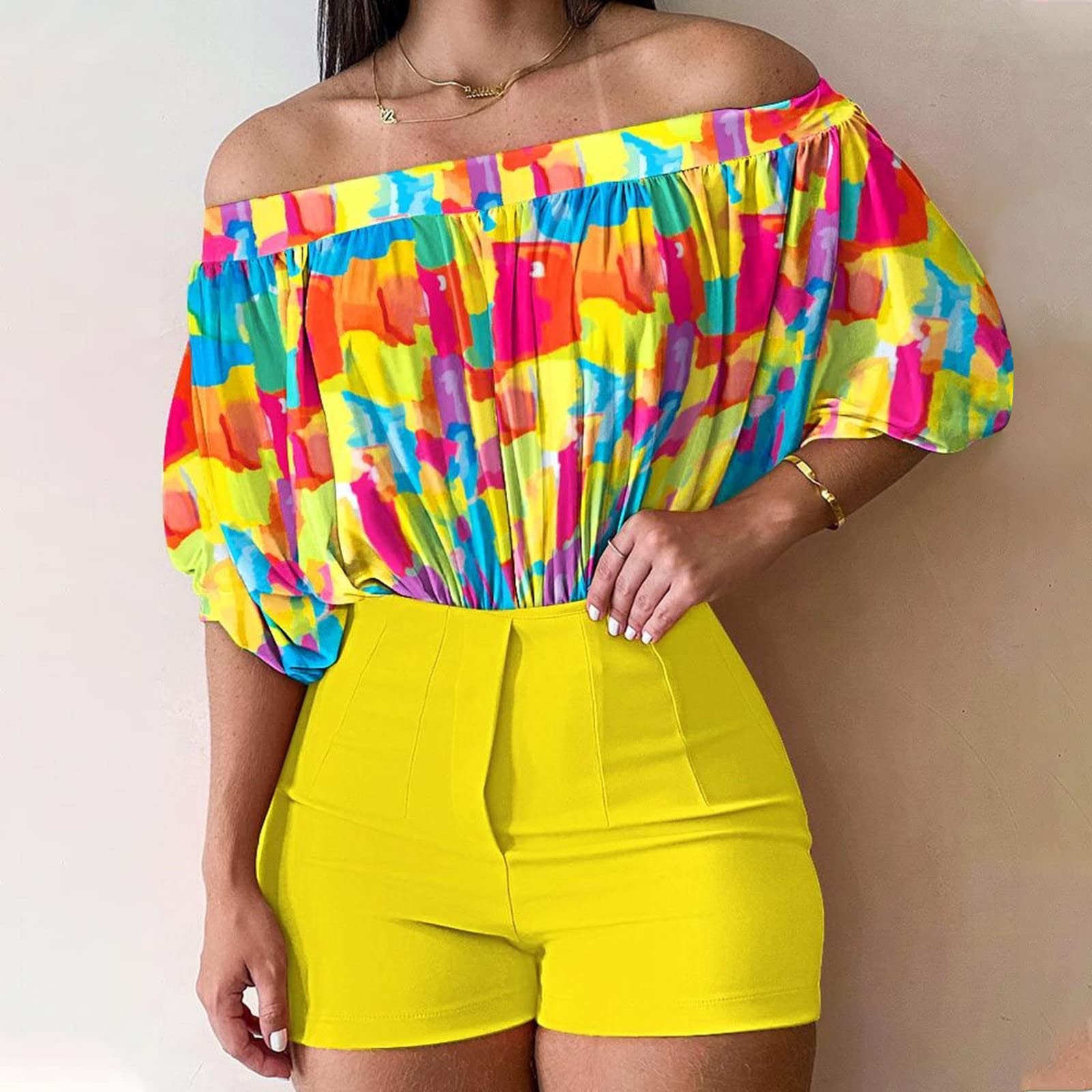 Rvidbe Women's Summer 2-Piece Outfits - Sleeveless Shirt & Shorts Set | Petite Sexy Dressy Short Sets | 2023 Spring/Summer Fashion | Perfect for Beach, Vacation & Casual Outings