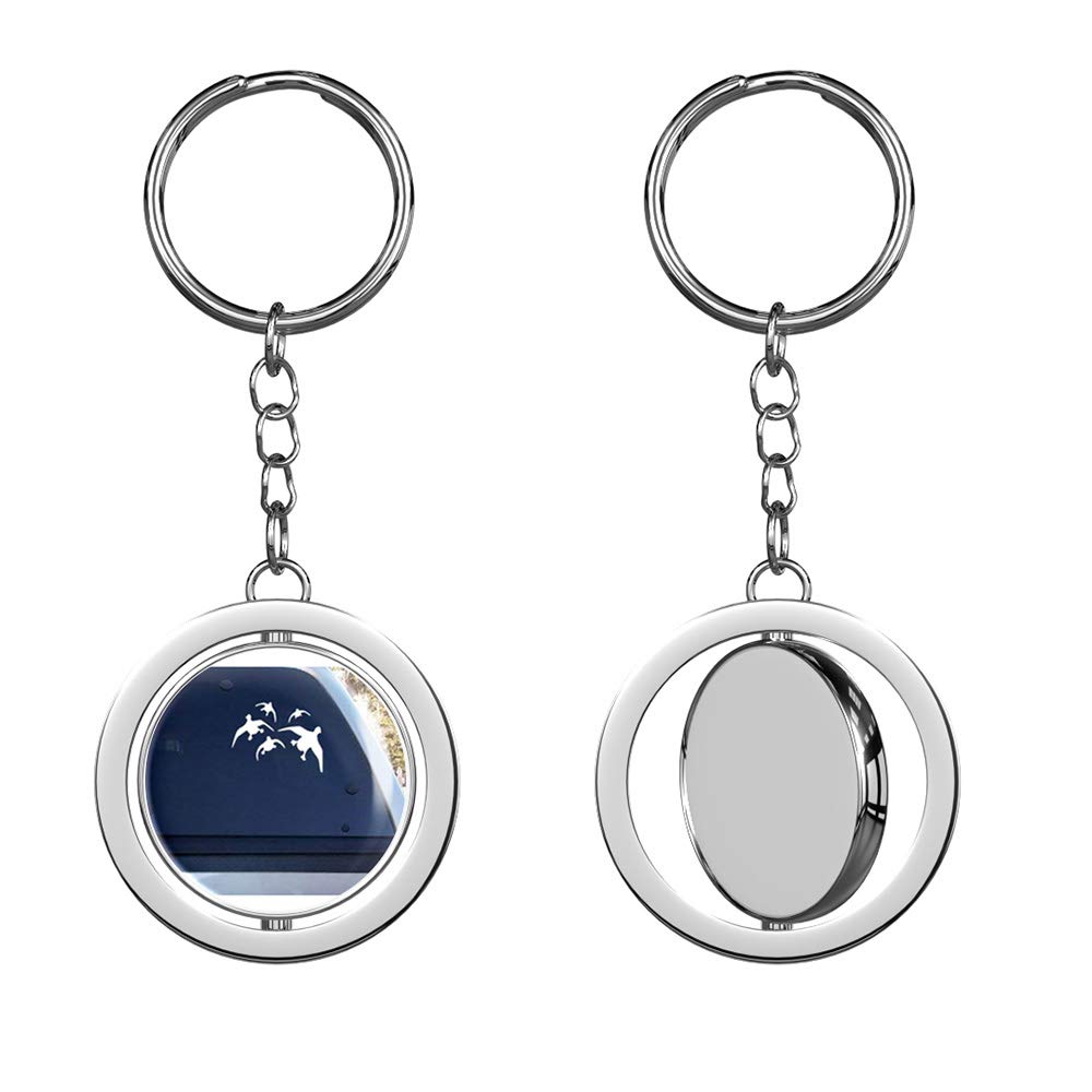 Duck Hunting Keychain - Silver Chrome Spinning Double Sided Keyring for Outdoor Enthusiasts | Perfect for Hunters, Camping & Adventure Gear Accessories