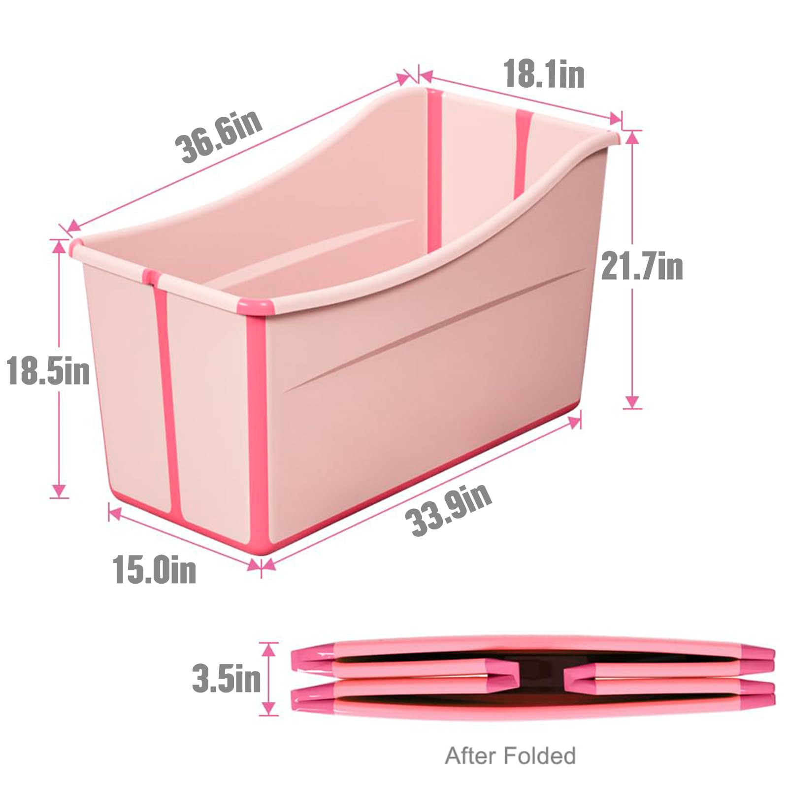 Foldable Baby Bathtub for Toddlers - Large Collapsible Portable Bathtub for Kids, Infants & Petite Adults - Lightweight Travel Bathtub for Home, Nursery & Outdoor Use