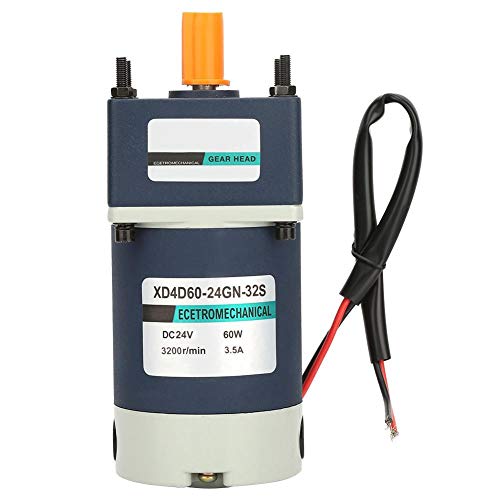 24V 60W DC Geared Motor - High Torque Permanent Magnet Electric Motor with Adjustable Speed & Metal Gear (50-60 RPM) - Ideal for Robotics, Conveyors, and Industrial Automation