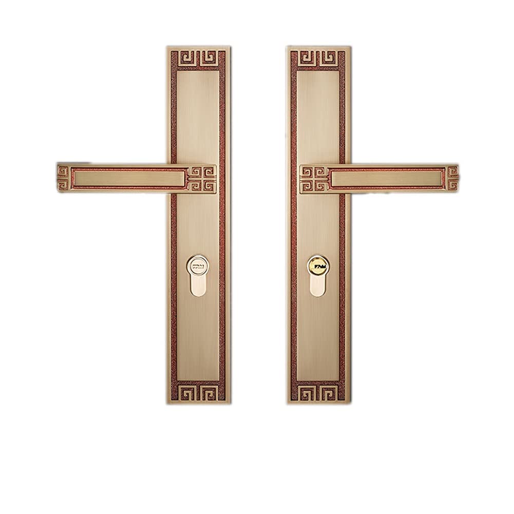 YXDO Double-Leaf Door Lever Handle - Golden Entry Door Lock for Villa & Wooden Doors - Durable & Stylish Side Door Handle for Secure Home & Office Use