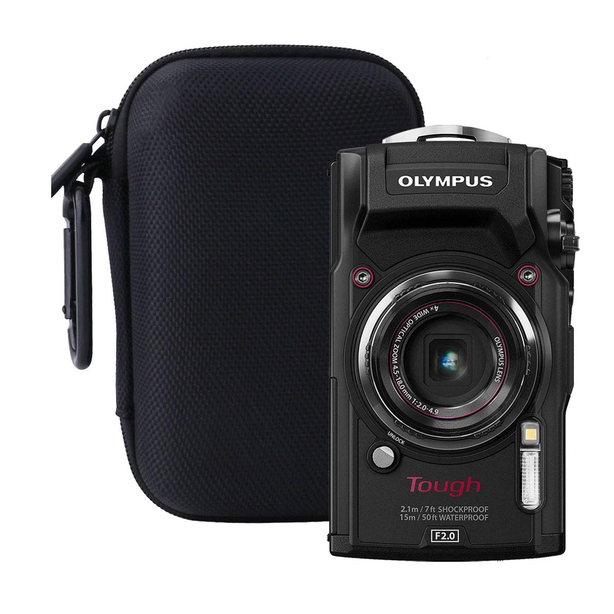 WERJIA Waterproof Hard Carrying Case for Olympus Tough TG-7/TG-6/TG-5/TG-4 Digital Camera - Shockproof Protective Storage Case (Black) - Perfect for Outdoor Adventures, Travel & Underwater Photography