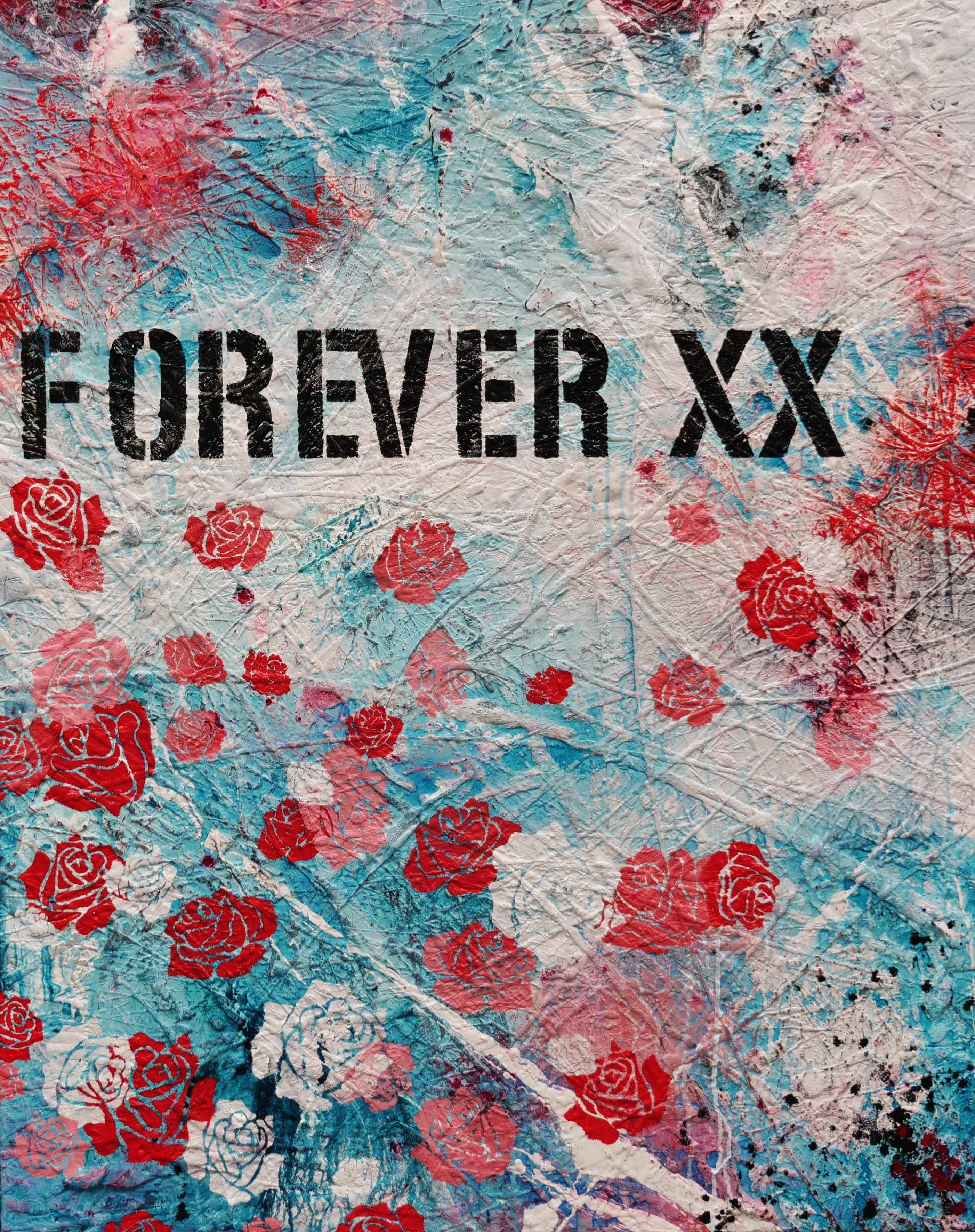 Forever and Ever 120x150cm Romantic Kisses Urban Pop Art Abstract Canvas Painting - Modern Home Decor for Living Room, Bedroom & Office Wall Art