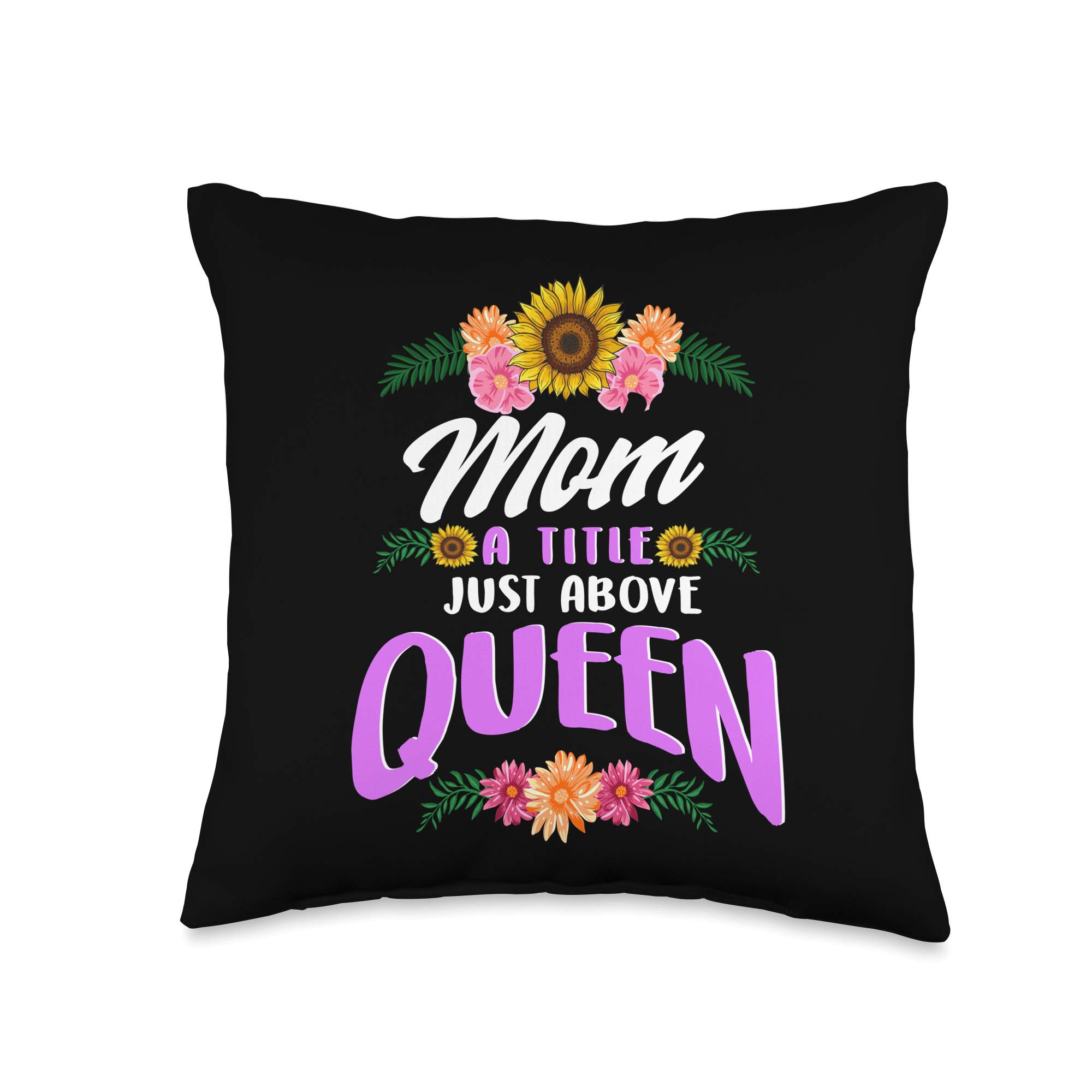 Queen Mom Mothers Day Gift - New Mama Wife Title Queen Throw Pillow - Perfect for Home Decor, Nursery, Living Room & Special Occasions