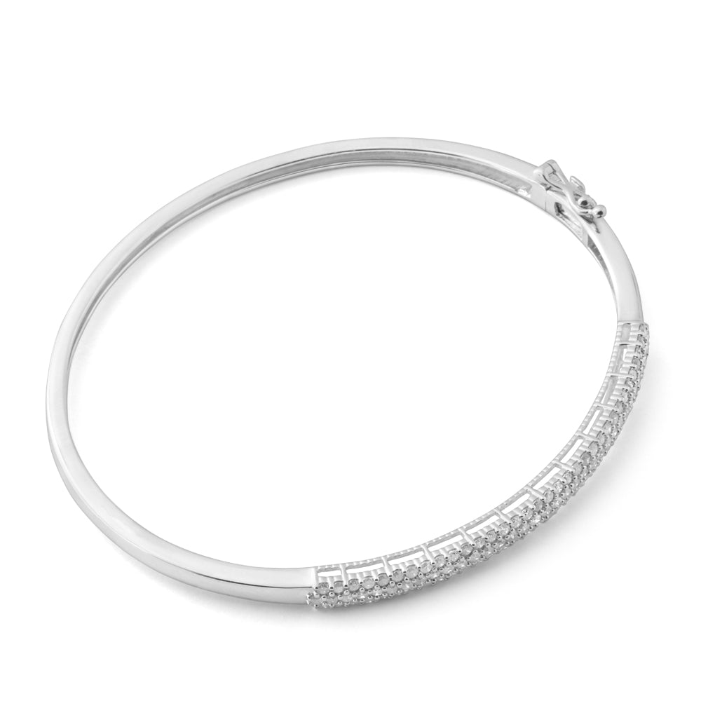 1 Carat Diamond Hinge Bangle Bracelet - 60mm Sterling Silver Jewelry for Women - Perfect for Weddings, Anniversaries & Special Occasions