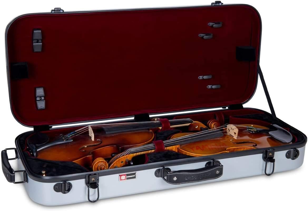 Crossrock CRF1020DVSL Silver Fiberglass Violin Case - Backpack Style for 4/4 Full Size Violins | Durable & Lightweight Protection for School, Travel & Performances