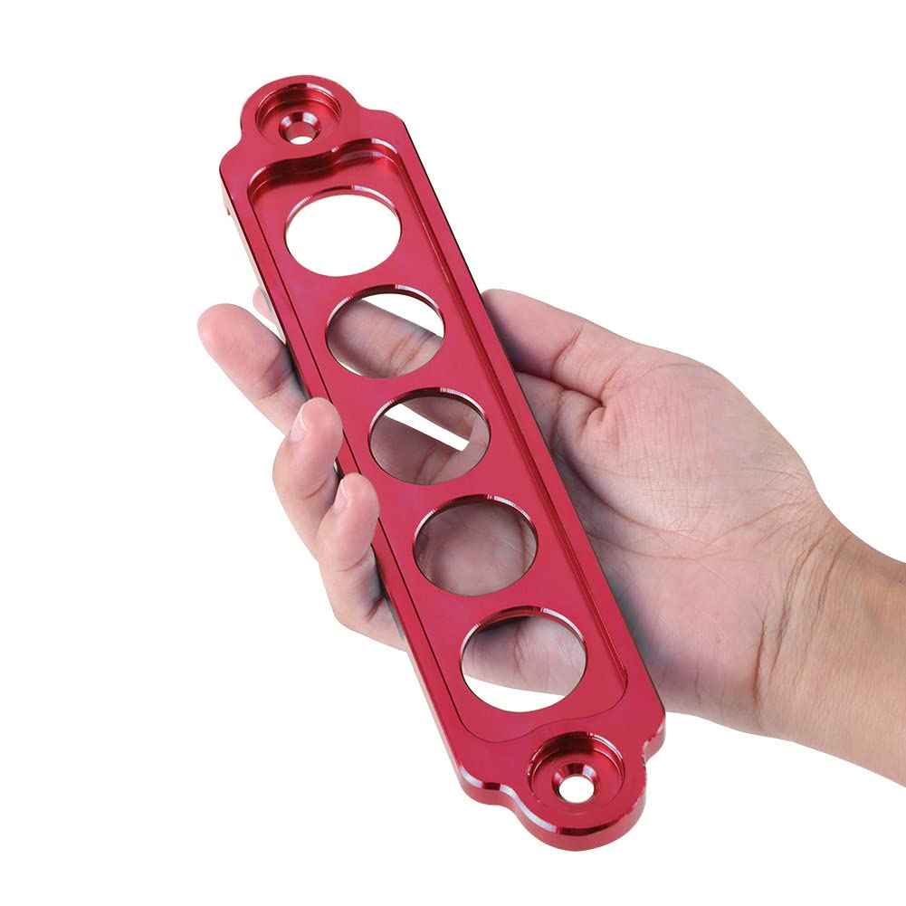 Uxsiya Red Anodized Rustproof Aluminum Alloy Battery Tie Down Mount - Heavy Duty Battery Hold Down Bar for Car, Truck & Marine Battery Maintenance | Secure Battery Installation for Automotive & Marine Applications