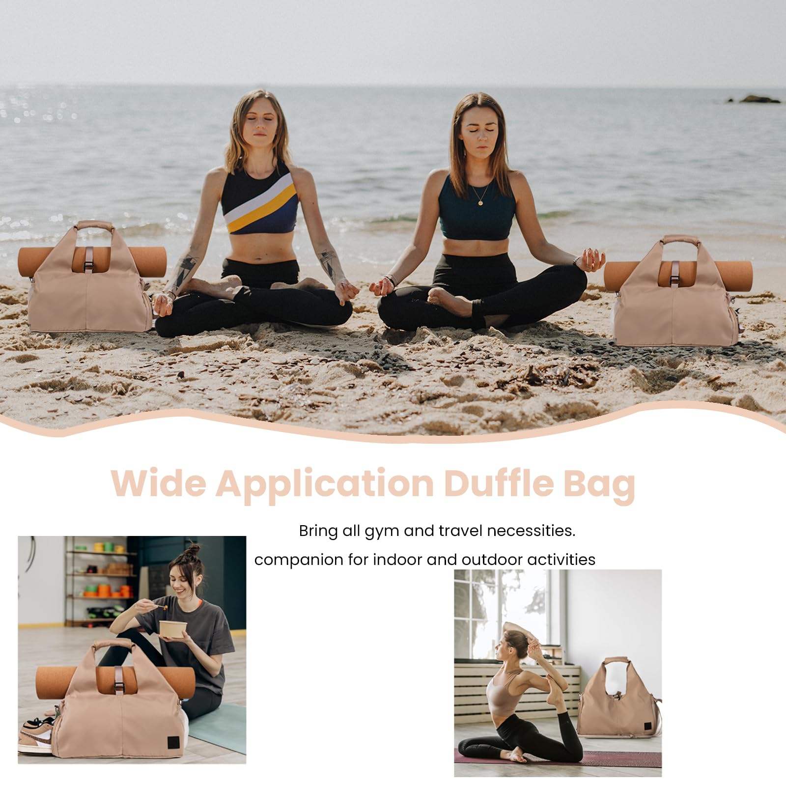 Premium Yoga Bag for Women - Durable Polyester Gym Tote with Shoulder Strap - Perfect for Pilates, Travel, Office & Beach Workouts | Ideal for Yoga Classes, Gym Sessions & Active Lifestyle