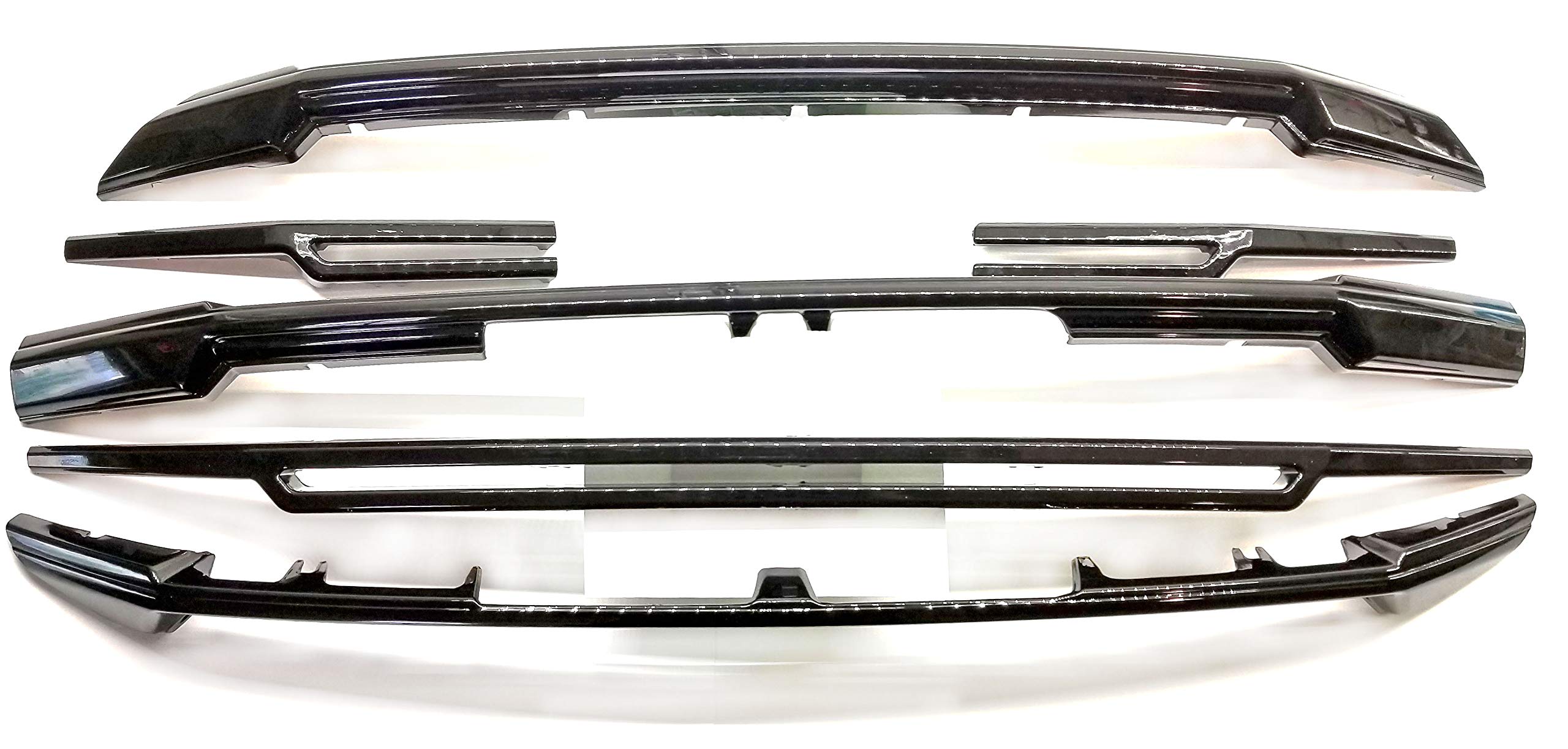 Black Horse Off Road BH-ABS6482BLK Gloss Black ABS 6-Piece Tape-On Grille Overlay Trims Kit for Trucks & SUVs - Easy DIY Installation & Custom Front Grille Upgrade
