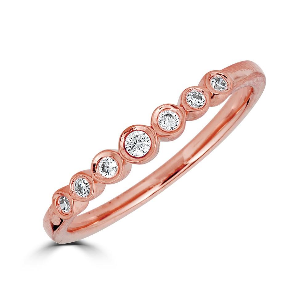 14KT Gold 0.10 CTW Diamond Bezel 7-Stone Wedding Band Ring for Women - Perfect for Engagement, Anniversary & Special Occasion Gifts