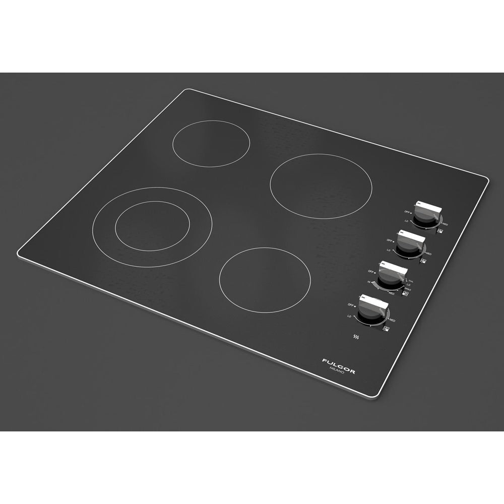 Fulgor Milano 24-inch 300 Series 4-Burner Electric Cooktop with Glass Ceramic Surface - Stainless Steel (F3RK24S2) | Perfect for Modern Kitchens & Professional Cooking