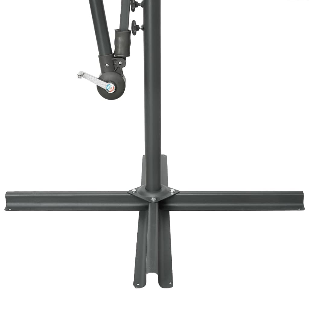SKM 10ft Cantilever Umbrella with LED Lights - Heavy Duty Steel Pole Outdoor Patio Umbrella - 360° Rotating Sun Shade for Garden, Poolside & Backyard (Azure Blue)