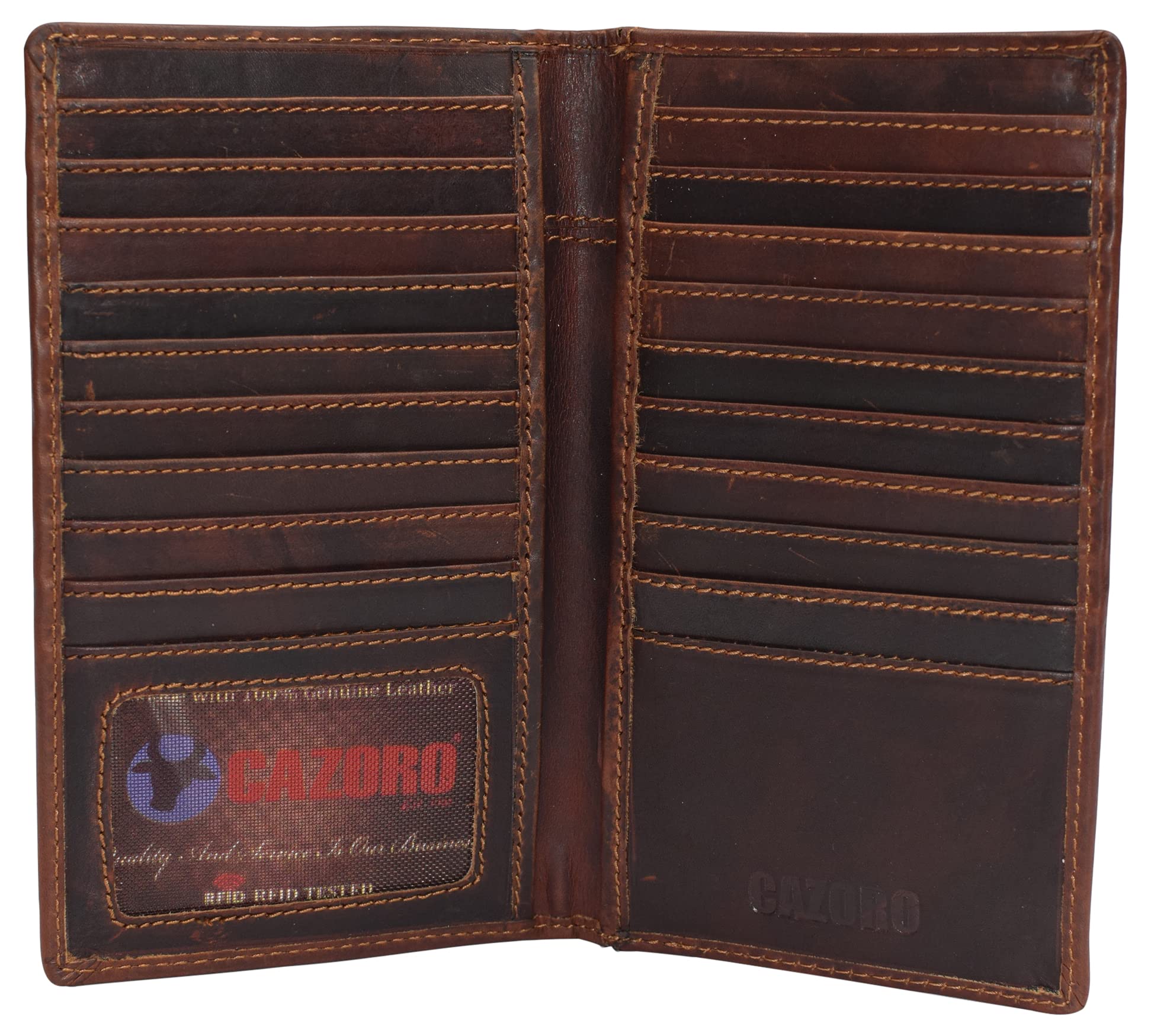 RFID Blocking Bifold Wallet for Men - Genuine Crazy Horse Leather Credit Card Holder & ID Organizer | Slim Long Wallet for Everyday Use, Travel & Business