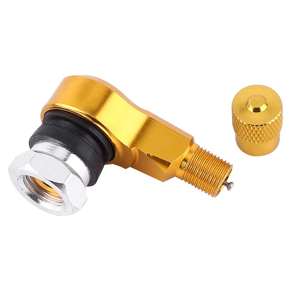 2Pcs 90 Degree Angled Tire Valve Stems - Universal Metal Tire Valve Extenders for Cars, Motorcycles, Bikes & Scooters - Gold Color (Perfect for Road Racing & Off-Road Vehicles)