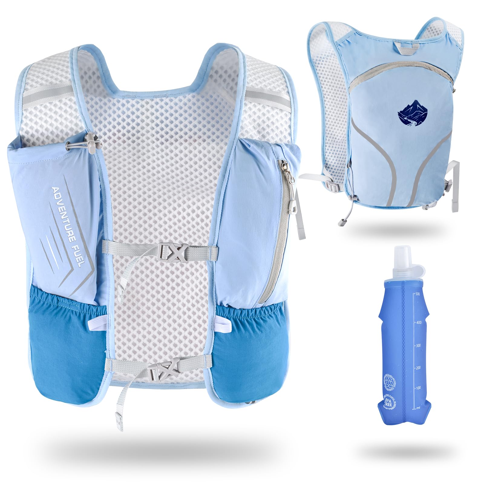 Lightweight Adjustable Hydration Backpack for Women & Men - 500ml TPU Soft Flask, Breathable Reflective Running Vest with Large Capacity for Marathon, Cycling, Hiking | Perfect for Outdoor Sports & Fitness Activities