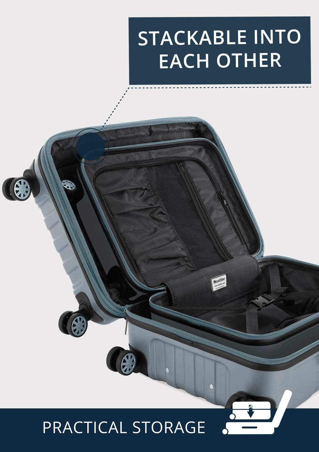 Suitline 26-Inch Black Hardshell Luggage Suitcase with Spinner Wheels - Lightweight & Durable for Travel, Business Trips, and Vacations