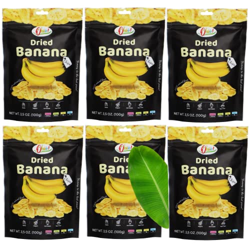 OHOO! All Natural Dried Banana Chips - Healthy Vegan Snacks, Sugar Free & Preservative Free | Rich in Antioxidants & Dietary Fiber | Resealable Bag for Freshness | Perfect for On-the-Go, School Lunches & Office Snacks | 3.5oz (Pack of 6)