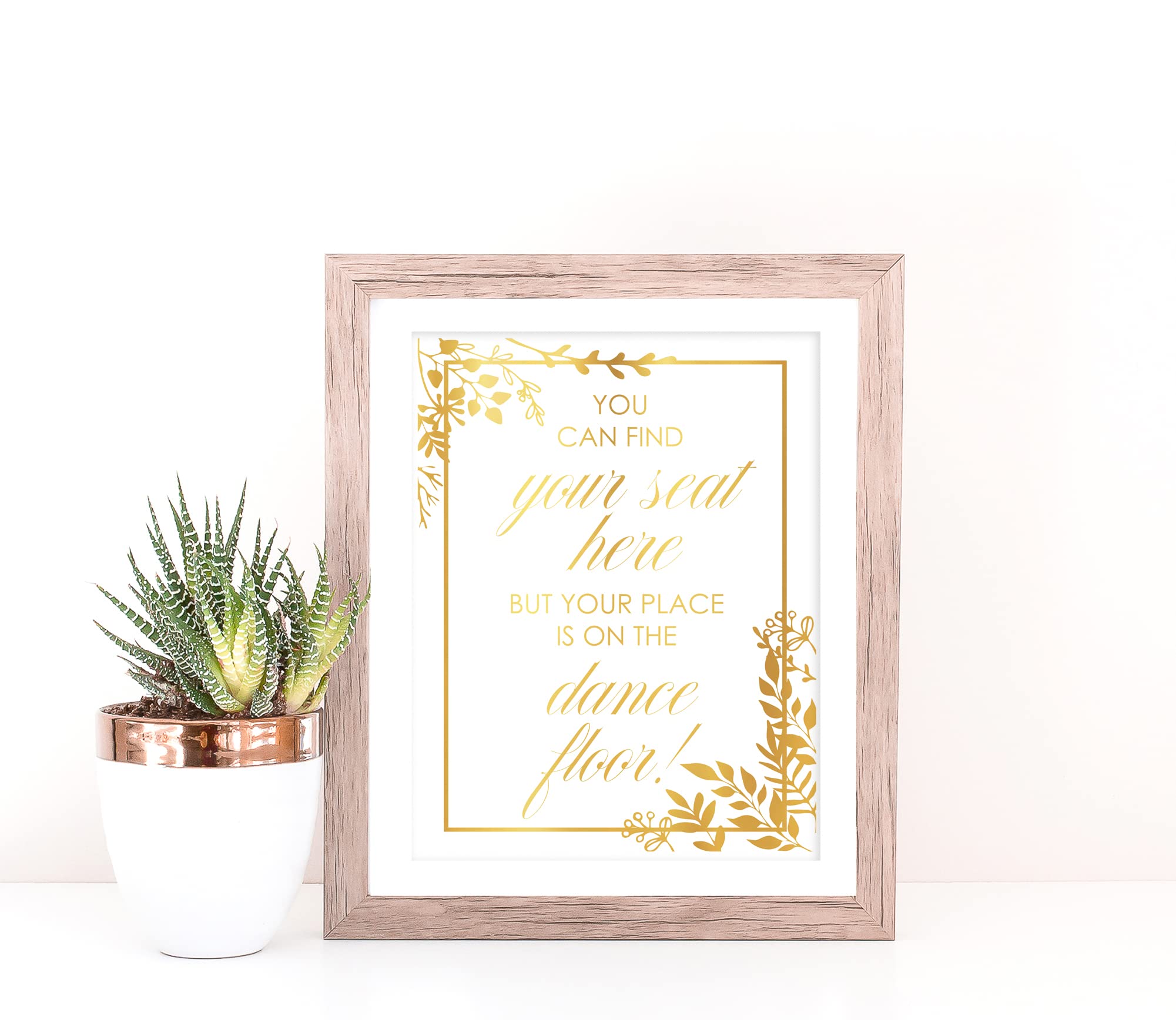 Gold Foil Wedding Sign - Find Your Seat Sign for Reception Decor, Unframed Floral Seating Chart Poster | Elegant Wedding & Event Decorations for Dance Floor, Guest Tables, Photo Backdrops