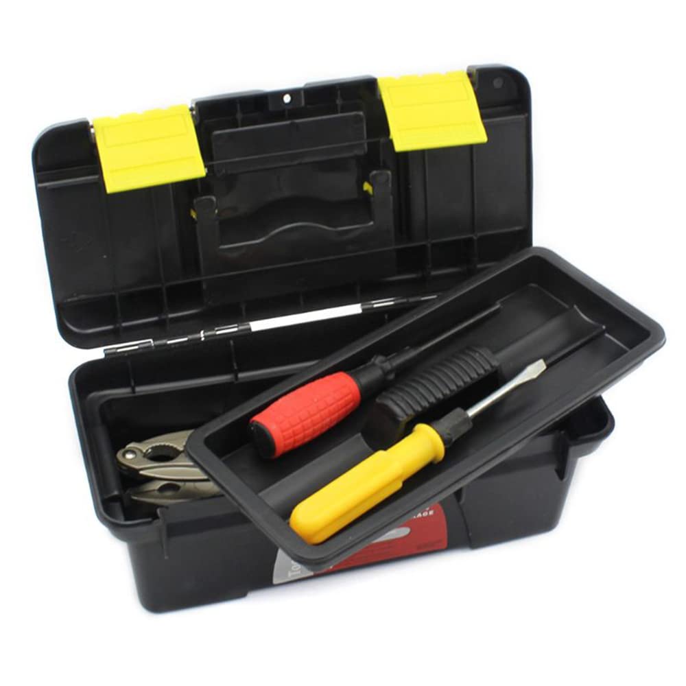 Utoolmart 12-Inch Heavy Duty Plastic Tool Box with Removable Tray - Portable Tool Organizer for Tools, Hardware, DIY Supplies, Toys & Art Storage (12