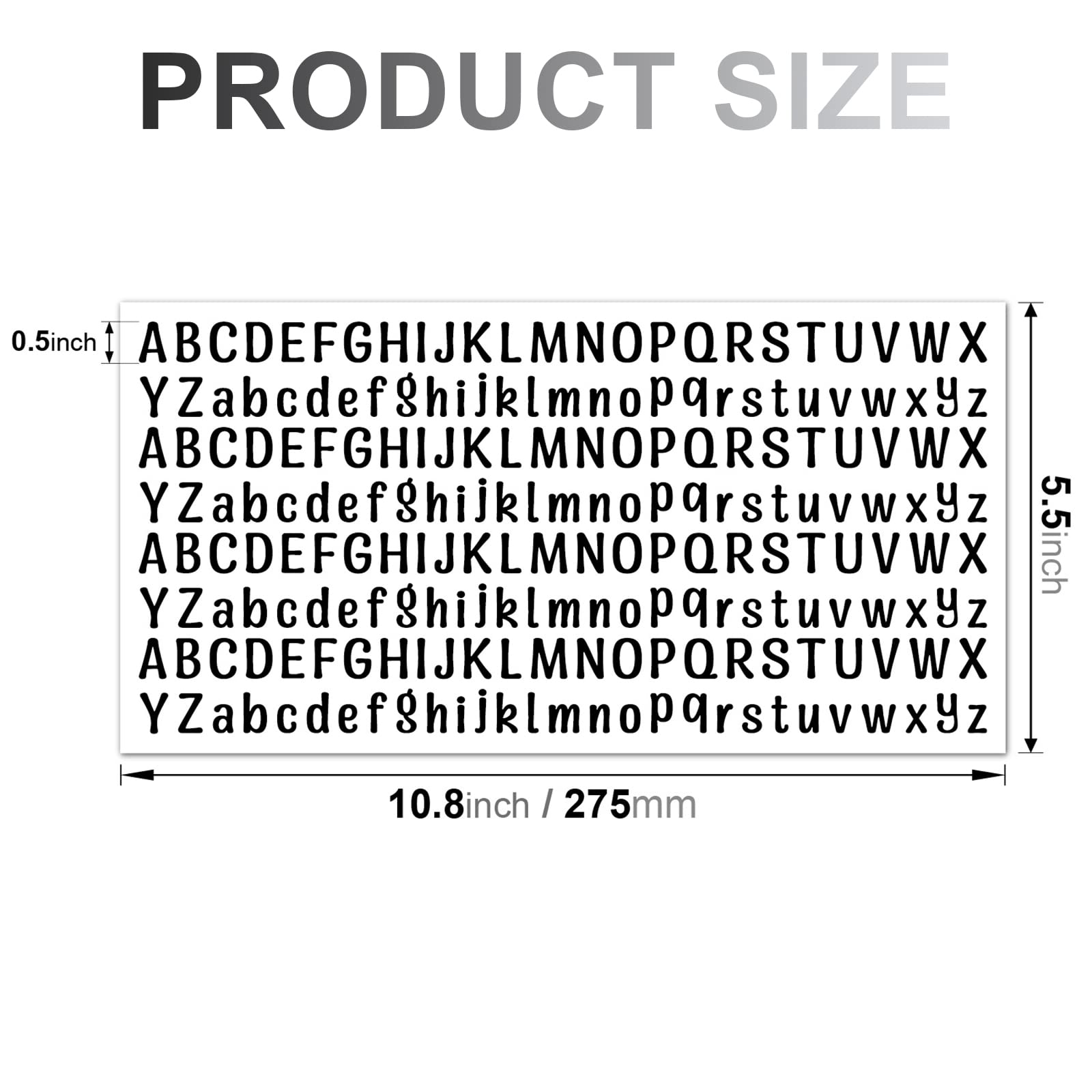 10 Sheet Small Letter Stickers - 1/2 Inch Self-Adhesive Alphabet Stickers for Arts & Crafts, DIY Projects, Outdoor Signs, Posters, Windows, Doors, Mailboxes, Cars & Trucks - Black Vinyl Stickers for Home Decor, Scrapbooking & Personalized Gifts