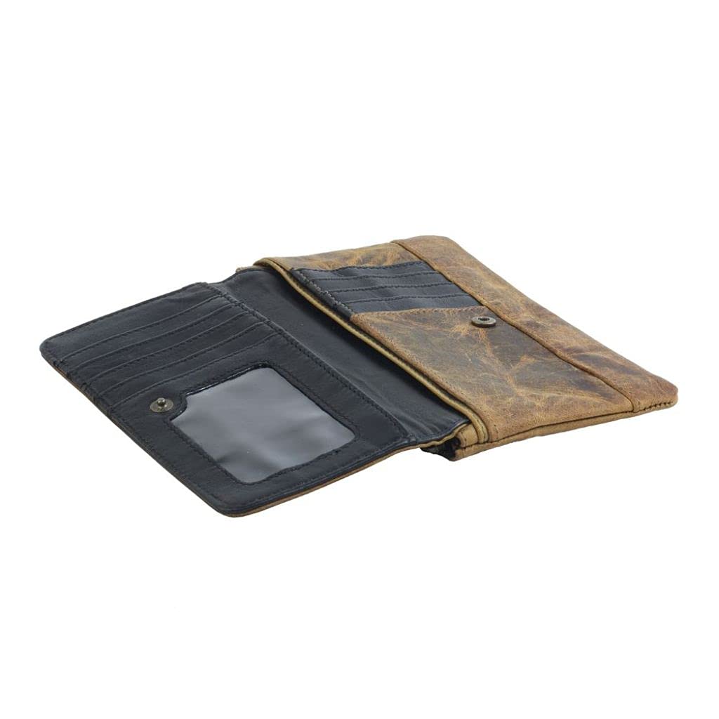Myra Bag Oak Fire Leather And Cowhide Wallet Upcycled Leather S-2716 - Stylish and Durable for Everyday Use and Travel