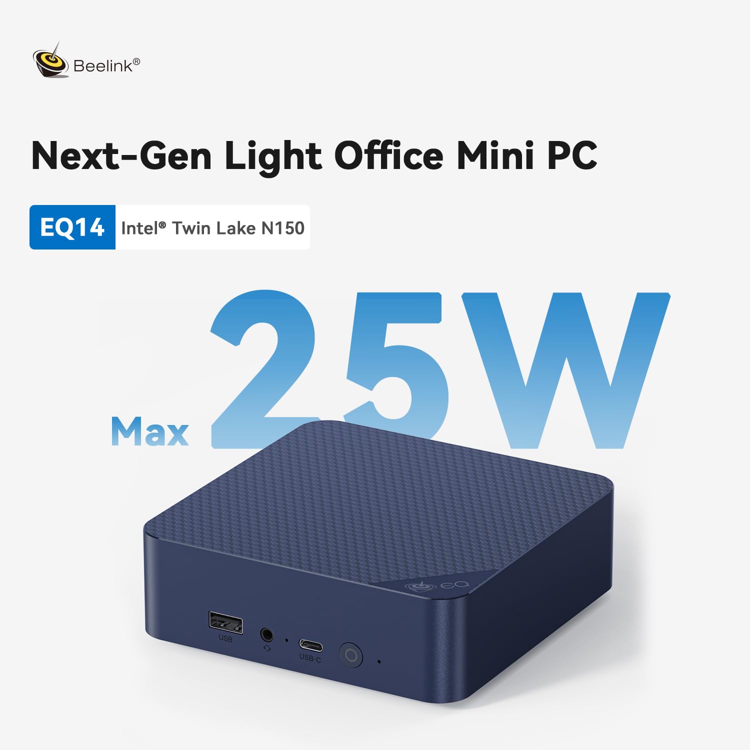 Beelink EQ14 Mini PC - Intel N150 Processor, 16GB DDR4 RAM, 500GB SSD, WiFi 6, Gigabit LAN, Bluetooth 5.2, Dual HDMI - Compact Desktop Computer for Home Office, Business & Entertainment