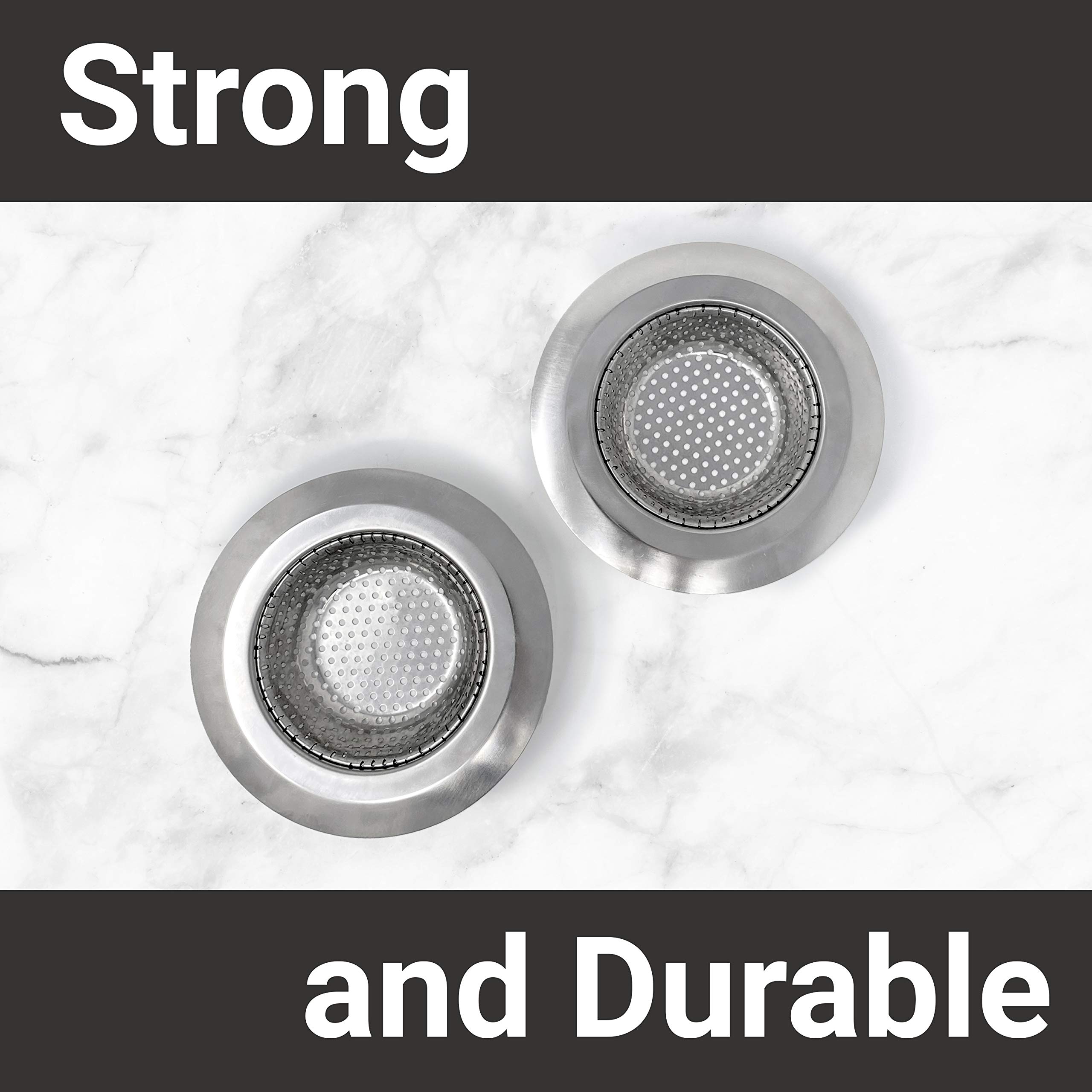 2 Pack Stainless Steel Sink Drain Strainer - 4.5 Inch Kitchen Sink Basket with Fine Mesh for Dishes & Garbage Disposal | Wide Rim Prevents Clogs | Perfect for Kitchen, Bathroom & RV Use