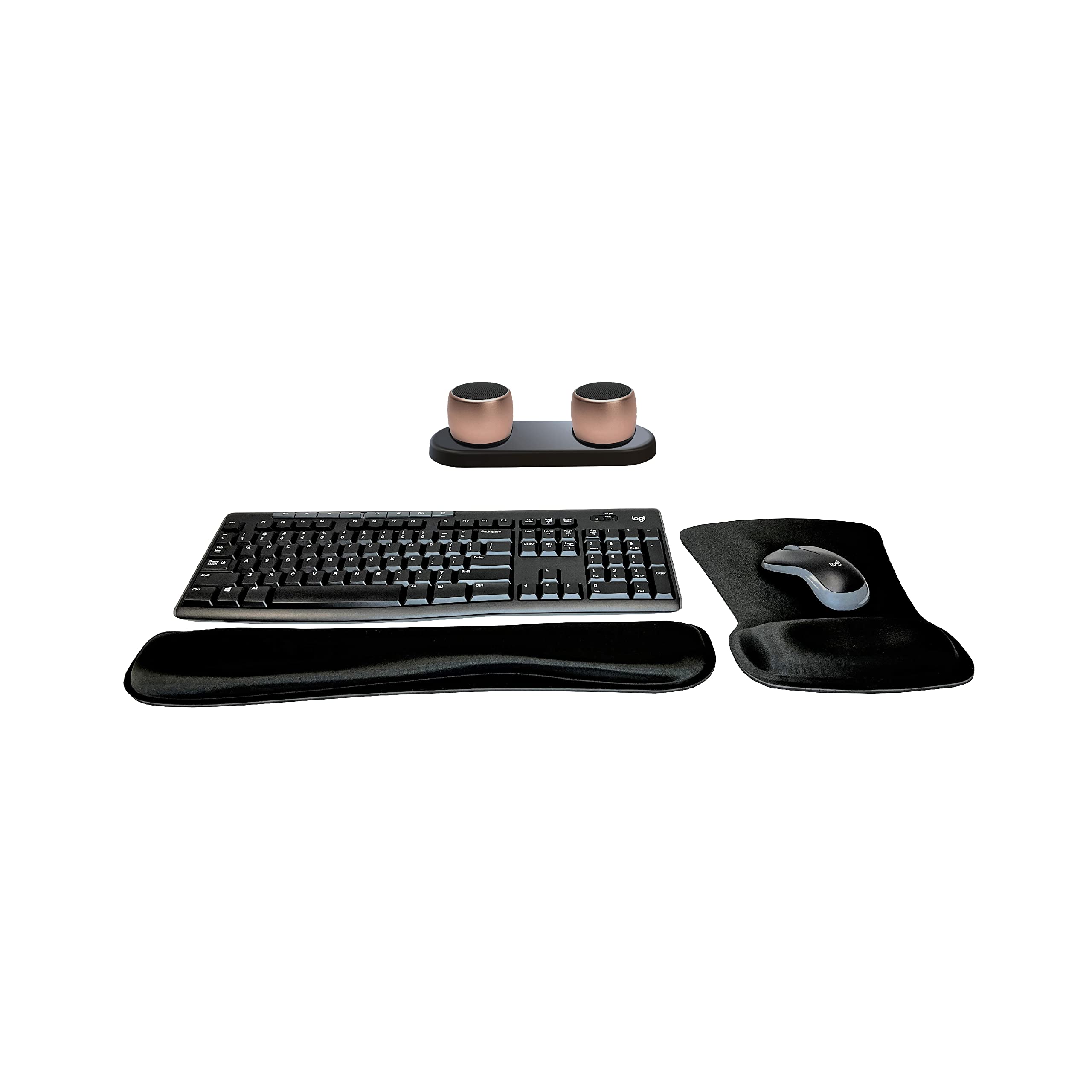 Logitech MK270 Wireless Keyboard and Mouse Combo for Home Office, Travel & Gaming | Includes 2 Portable Bluetooth Speakers, Charging Tray, Ergonomic Gel Wrist Rest & Mouse Pad | Perfect for Remote Work, Online Classes & PC Setup