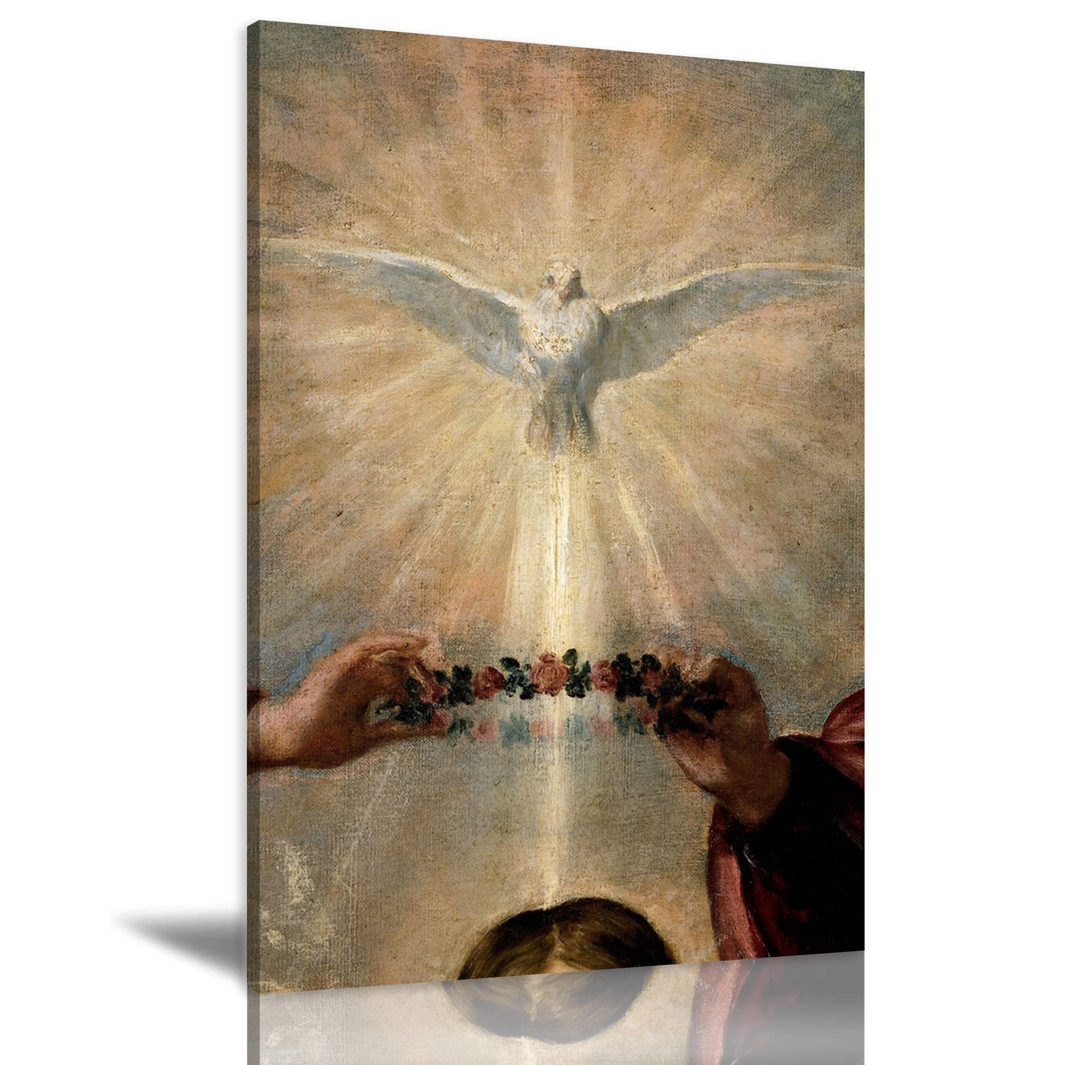 Christian Crown and Dove Canvas Wall Art - Abstract Oil Painting Print - Modern Framed Home Decor for Living Room, Bedroom, Office - 24x36 Inch Ready to Hang (1 Piece) - Perfect for Spiritual Spaces, Gift Giving & Wall Decoration