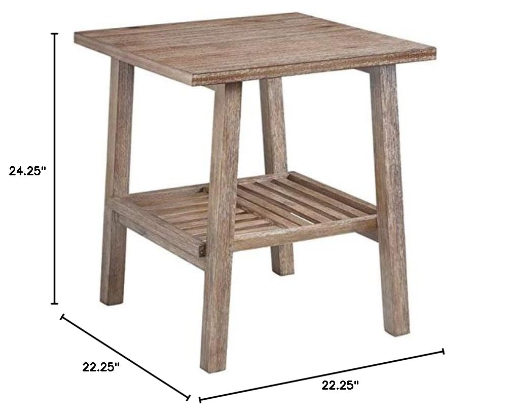 Home Square Sonoma End Table Set of 2 - Distressed Barnwood Finish with Wire-Brush Texture - Perfect for Living Room, Bedroom, or Office Side Tables