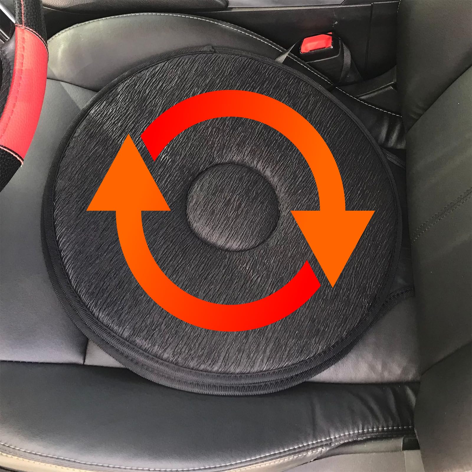 360° Rotating Car Seat Cushion for Elderly & Adults - Non-Slip Swivel Cushion for Car Seats & Office Chairs - Perfect for Easy Entry/Exit & Long Drives (Black)