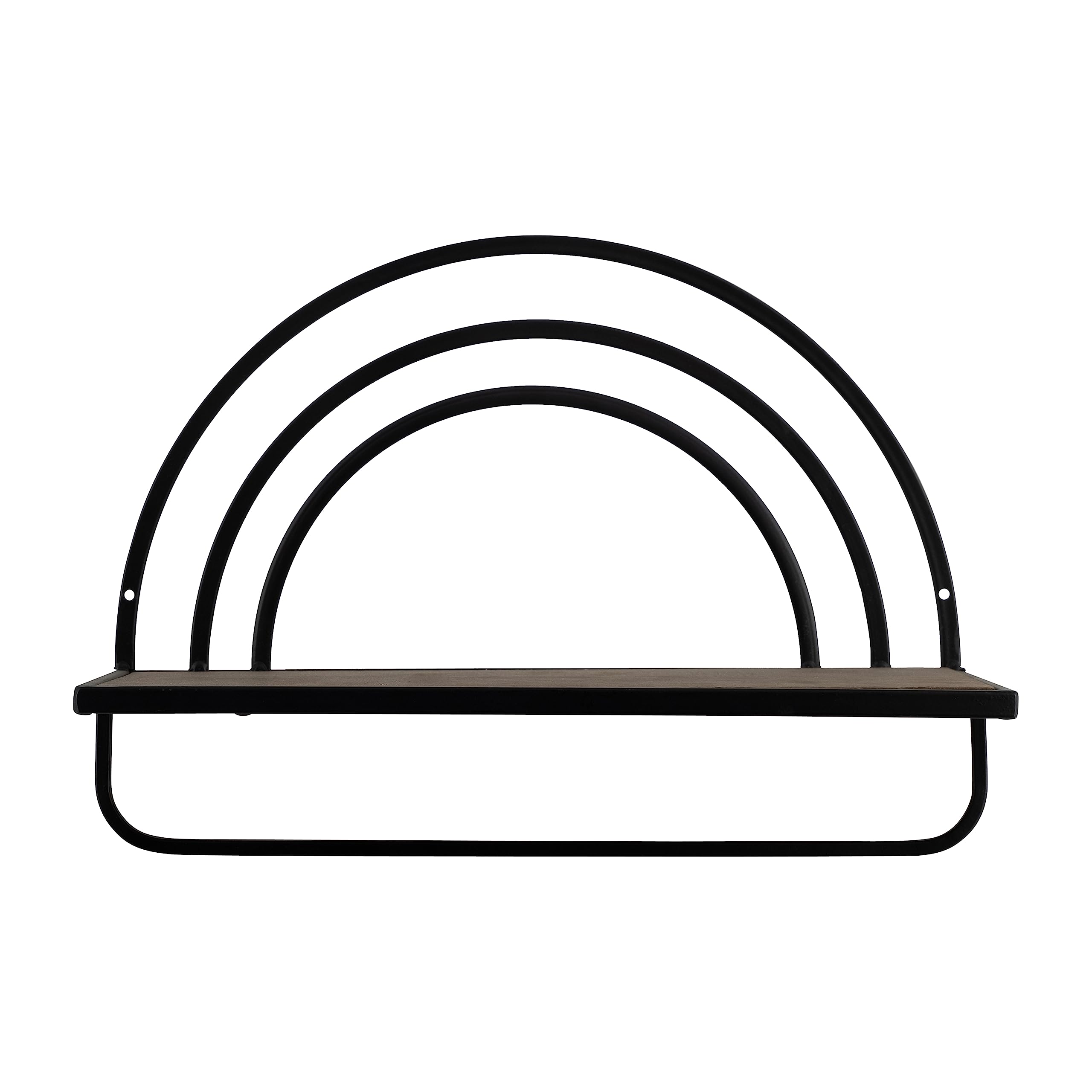 2 Pack Metal Rainbow Wall Shelves - Rustic Brown/Black Iron & Plywood Floating Shelves for Home Decor - Perfect for Living Room, Bedroom, or Bathroom Storage & Display