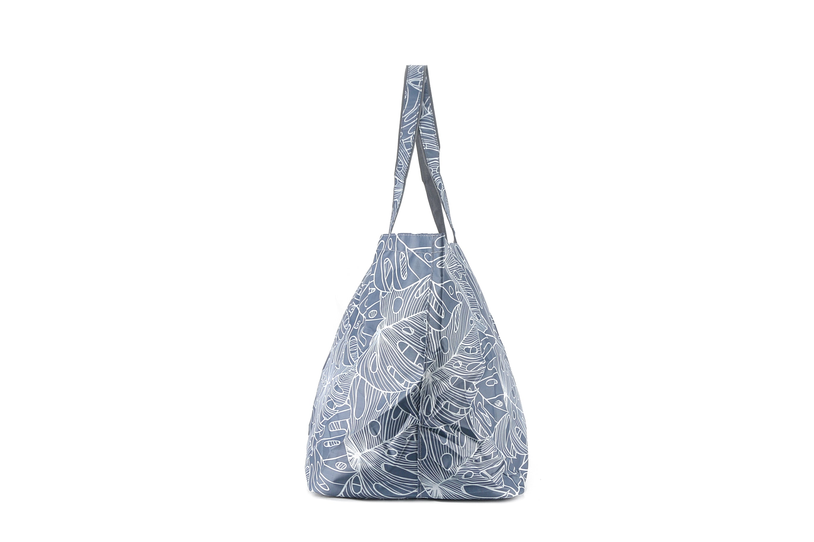 Stylish Monstera Print Large Carry All Tote Bag in Grey - Perfect for Work, Travel, and Everyday Use
