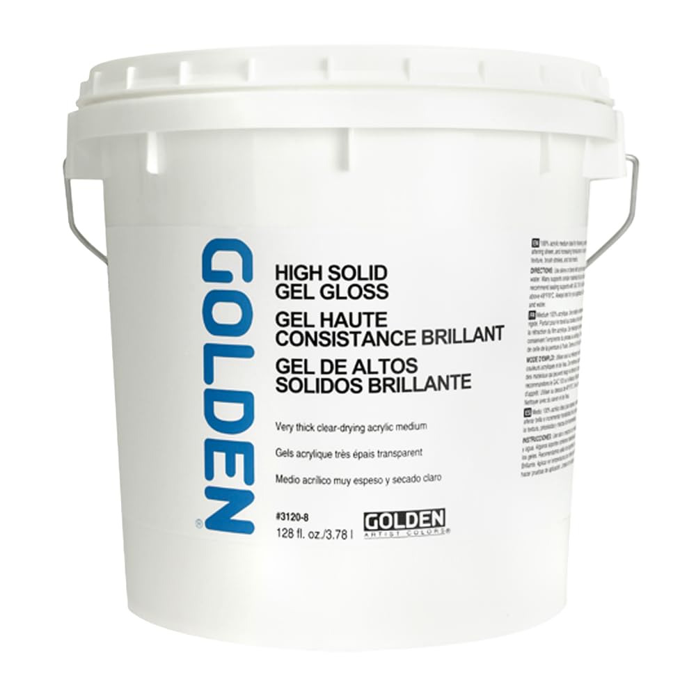 GOLDEN High Solid Gel Gloss - 128 fl oz Professional Acrylic Gel Medium (Transparent) for Artists & DIY Crafts - Perfect for Canvas Painting, Texture Effects & Mixed Media Art