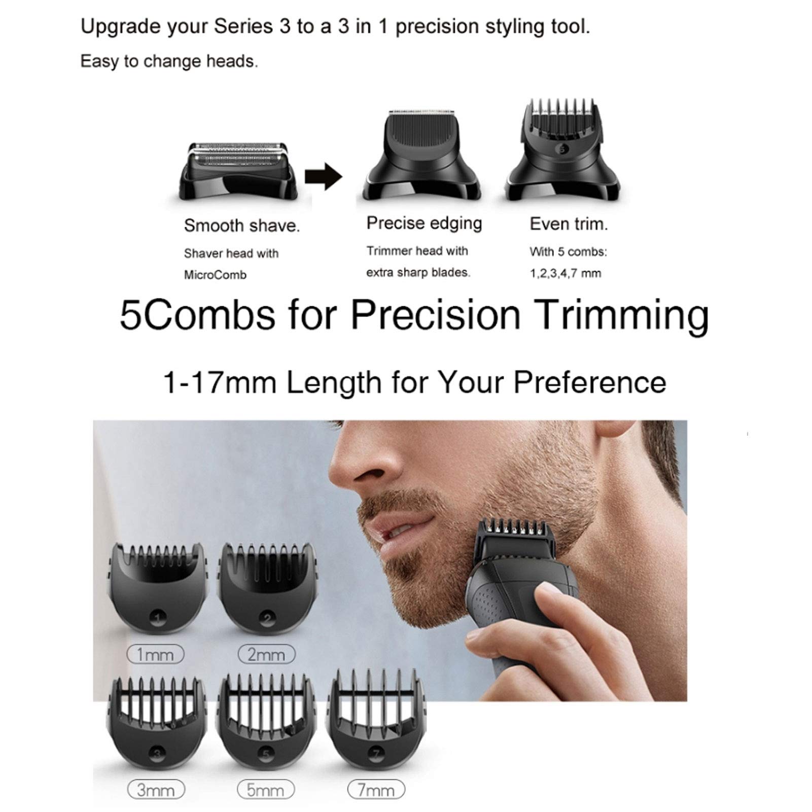 Professional VINGVO 5-in-1 Electric Hair Clipper & Grooming Kit for Men - Beard Trimmer, Nose & Ear Hair Trimmer, Facial Shaver with 5 Attachments - Perfect for Home Barbering & Personal Grooming Care