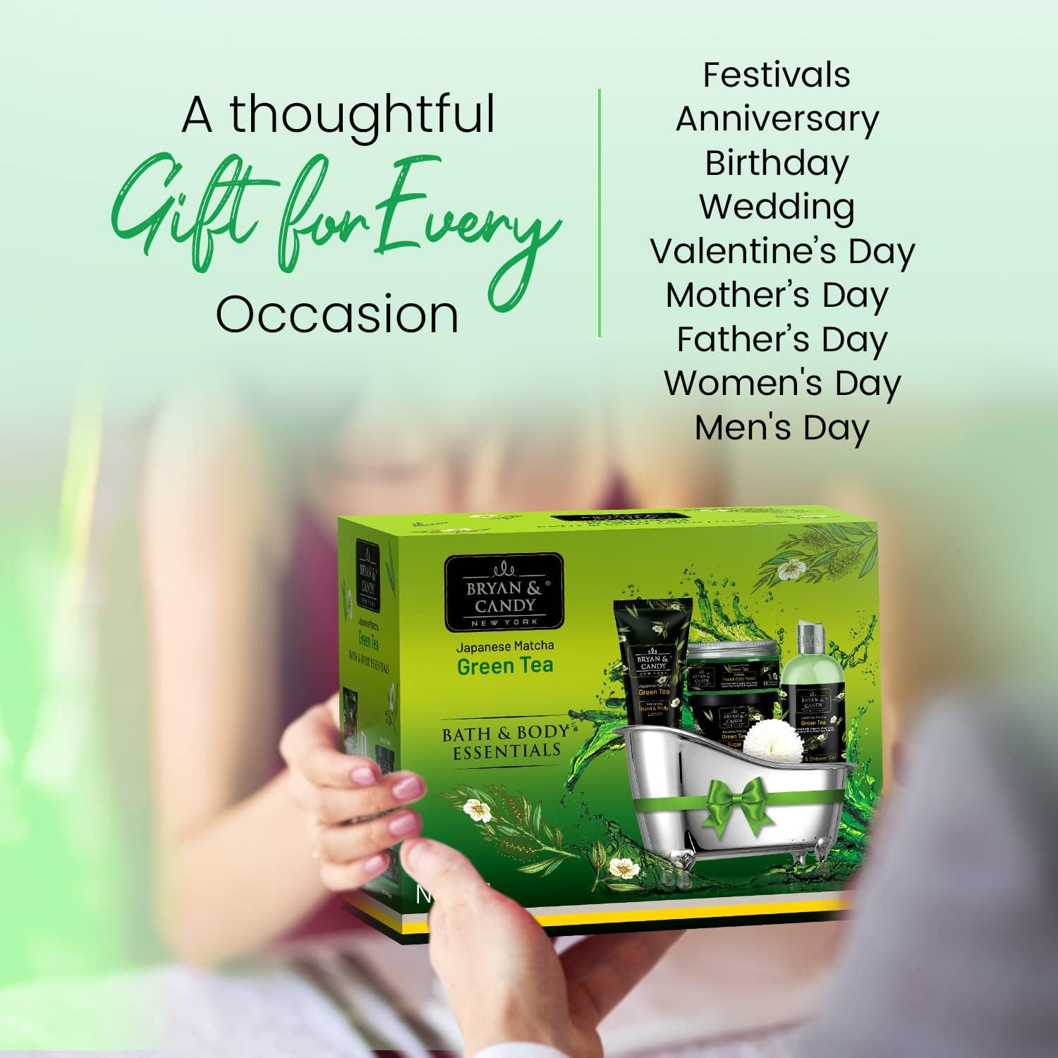 Organic Green Tea Bath & Body Gift Set for Women & Men - pH 5.5 Balanced Spa Kit with Shower Gel, Body Lotion, Sugar Scrub & Polish | Vegan, SLS & Paraben Free | Perfect for Relaxation, Self-Care & Romantic Gifts