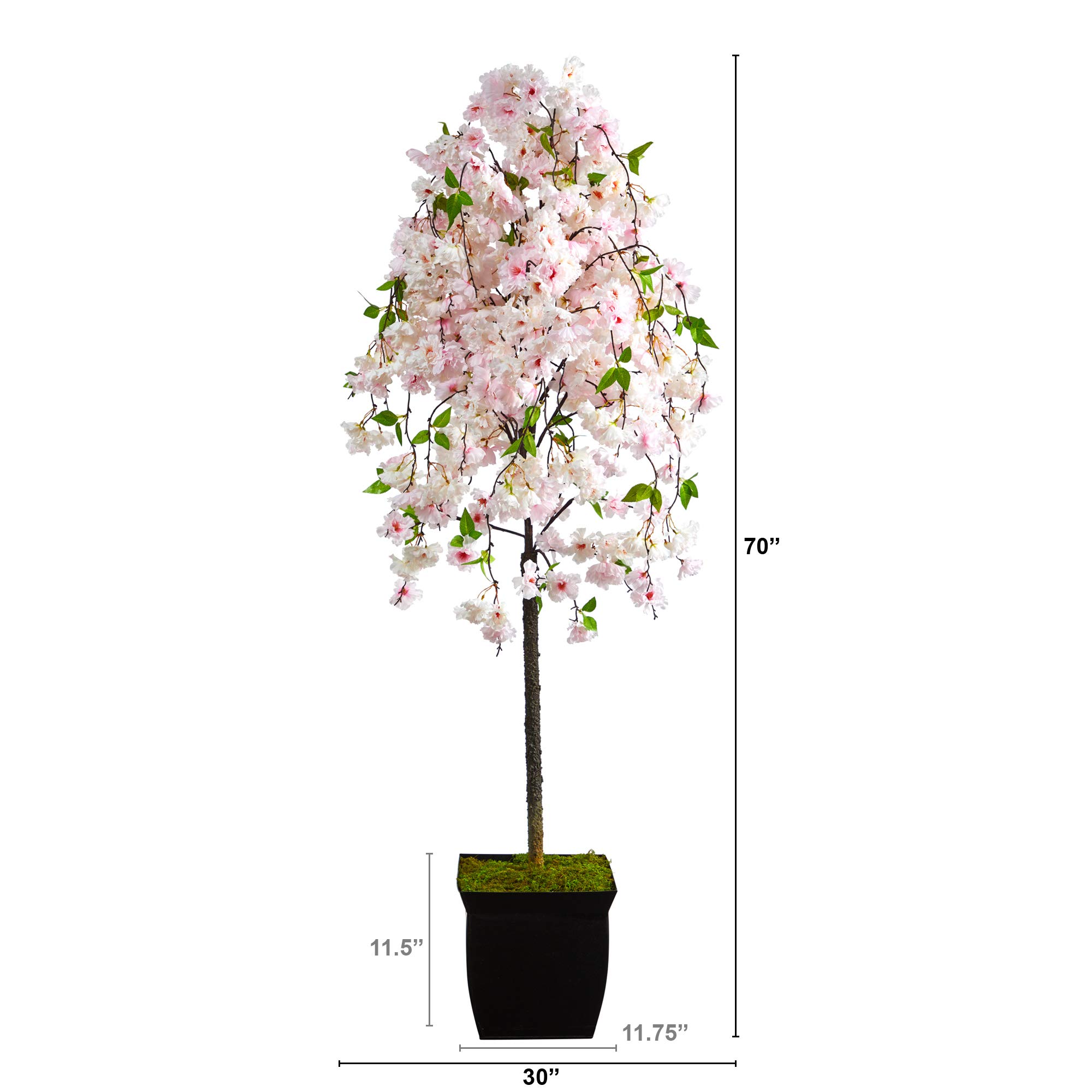 Nearly Natural 70in Artificial Cherry Blossom Tree in Black Metal Planter - Perfect for Home Decor, Office, Wedding & Indoor/Outdoor Use