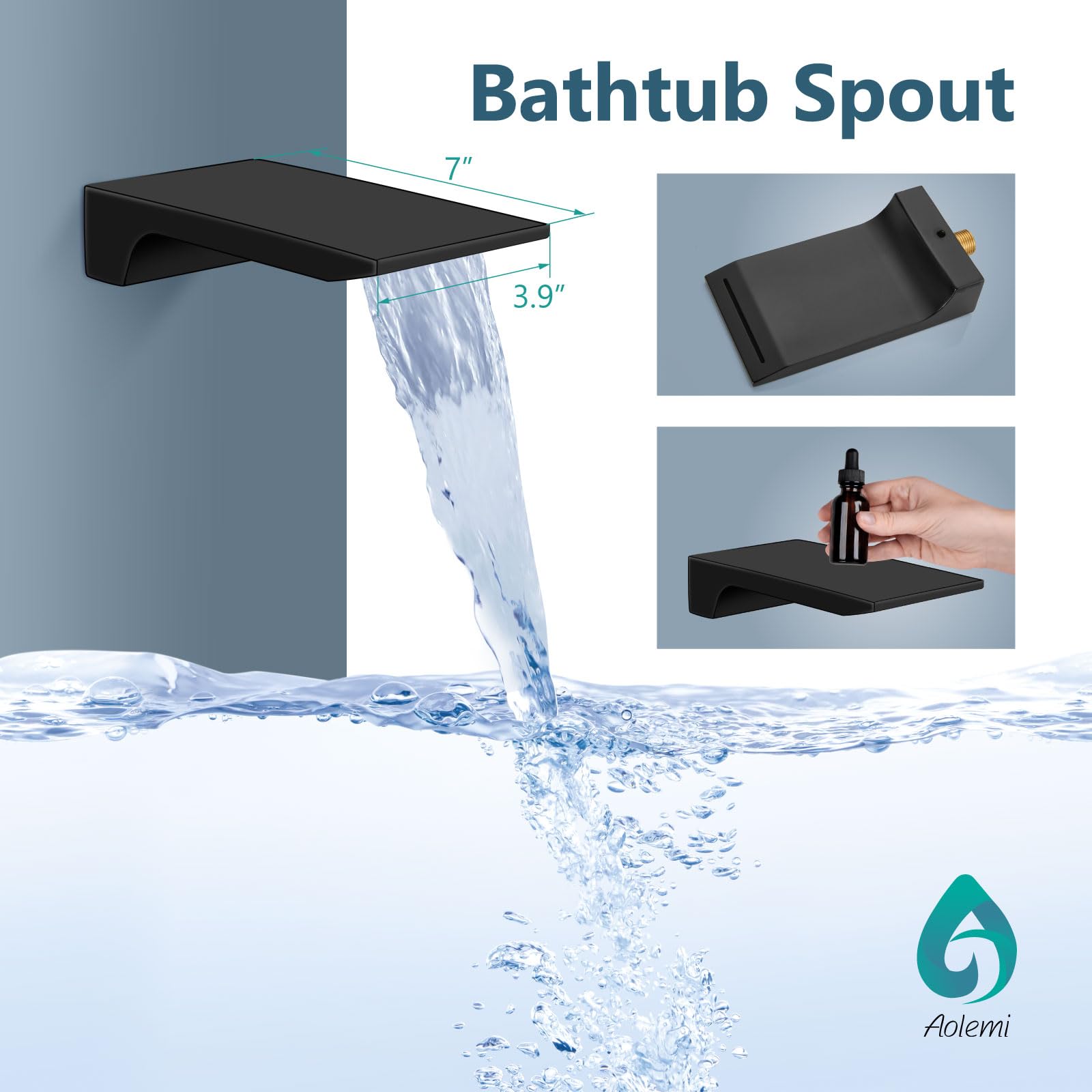 Aolemi Matte Black Shower System - 8 Inch Rainfall Shower Head with 2-in-1 Handheld & Waterfall Spout, Wall Mount Tub Faucet Combo Set with Rough-in Valve - Perfect for Modern Bathroom Renovation & Spa-Like Shower Experience