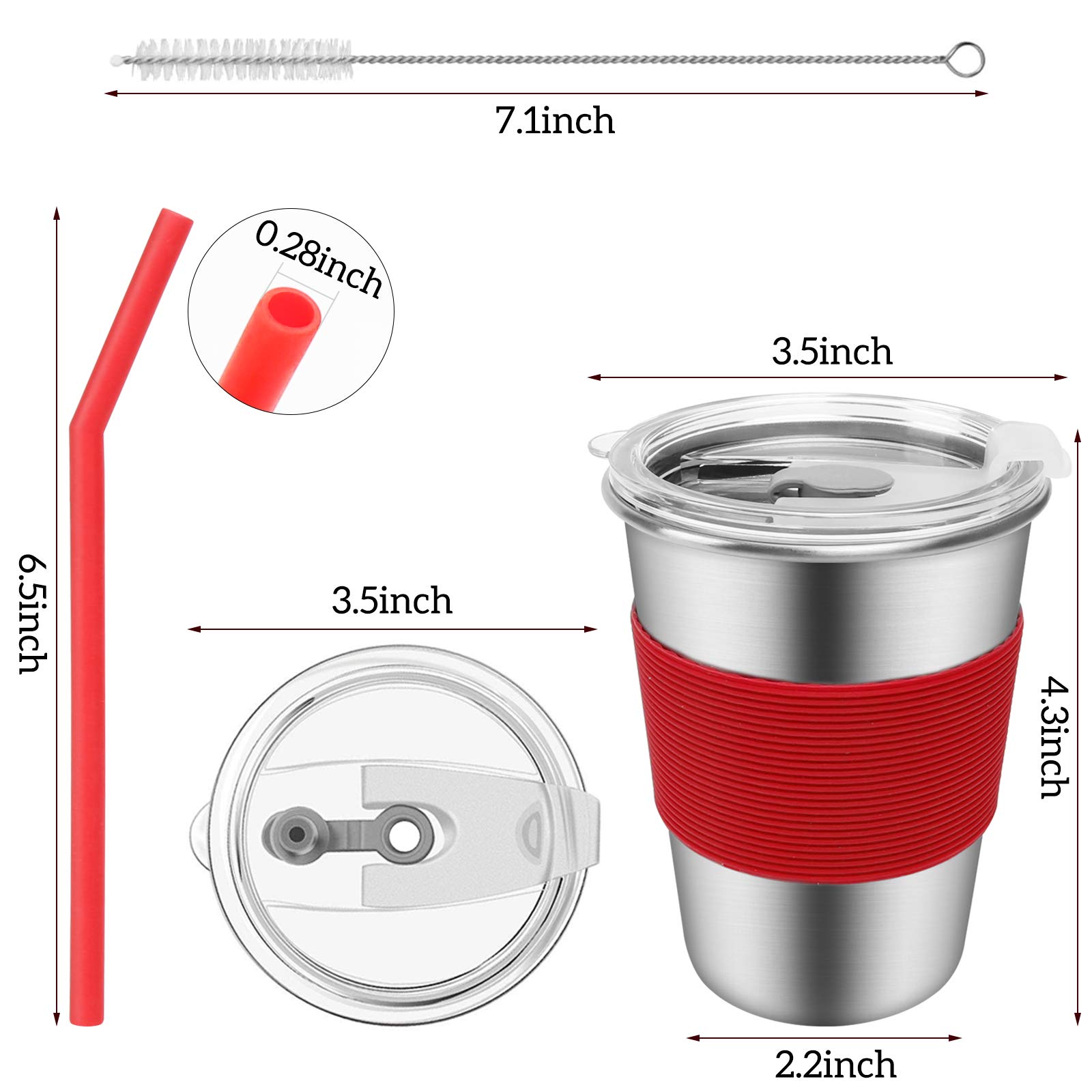 SSAWcasa 12oz Stainless Steel Kids Cups with Straws & Lids - 6 Pack Spill-Proof Sippy Cups for Toddlers, Unbreakable BPA-Free Reusable Water Bottles for Children & Adults - Perfect for School, Travel, Picnics & Daily Hydration